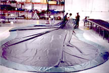 A Pool Cover being worked on in the Shop